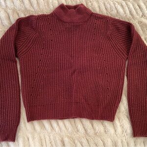 Women's Maroon Mock Neck Sweater